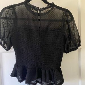 Mesh puff sleeve peplum top